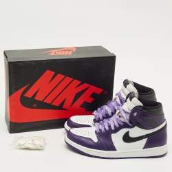 Pre Owned Air Jordans Multicolor Leather Jordan 1 Retro High Court Purple White Sneakers Size 43