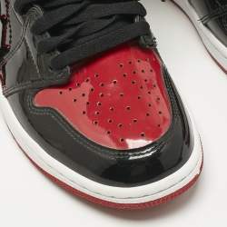 Pre Owned Air Jordans Black/Red Patent Leather Jordan 1 Retro High OG Bred Sneakers Size 42.5