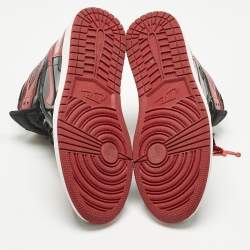 Pre Owned Air Jordans Black/Red Patent Leather Jordan 1 Retro High OG Bred Sneakers Size 42.5