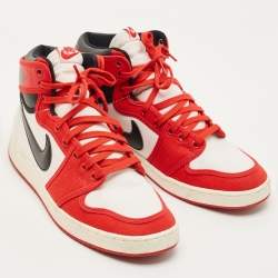Pre Owned Air Jordans Multicolor Canvas and Leather Jordan 1 Retro AJKO Chicago Sneakers Size 43