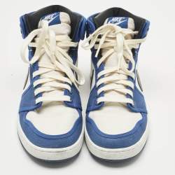 Pre Owned Air Jordans Multicolor Canvas and Leather Jordan 1 Retro AJKO Storm Blue Sneakers Size 42.5