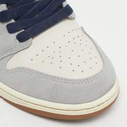 Pre Owned Air Jordans Multicolor Leather Jordan 1 Low SE Phantom Repaired Denim Swoosh Sneakers Size 44