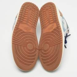 Pre Owned Air Jordans Multicolor Leather Jordan 1 Low SE Phantom Repaired Denim Swoosh Sneakers Size 44