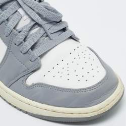 Pre Owned Air Jordans Grey/White Leather Jordan 1 Low Vintage Stealth Grey Sneakers Size 44