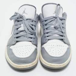 Pre Owned Air Jordans Grey/White Leather Jordan 1 Low Vintage Stealth Grey Sneakers Size 44