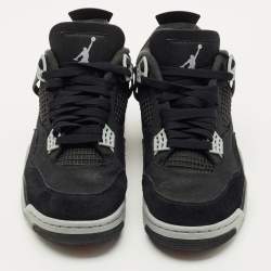 Pre Owned Air Jordans Black Canvas and Leather Jordan 4 High Top Sneakers Size 43