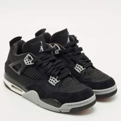 Pre Owned Air Jordans Black Canvas and Leather Jordan 4 High Top Sneakers Size 43