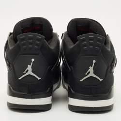 Pre Owned Air Jordans Black Canvas and Leather Jordan 4 High Top Sneakers Size 43