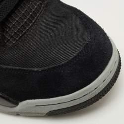 Pre Owned Air Jordans Black Canvas and Leather Jordan 4 High Top Sneakers Size 43