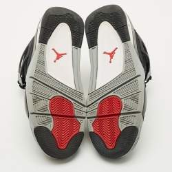 Pre Owned Air Jordans Black Canvas and Leather Jordan 4 High Top Sneakers Size 43