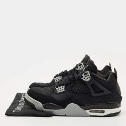 Pre Owned Air Jordans Black Canvas and Leather Jordan 4 High Top Sneakers Size 43