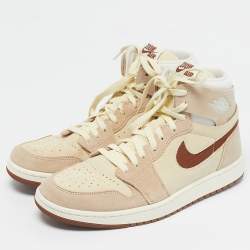 Pre Owned Air Jordans Multicolor Suede and Mesh Jordan 1 High Zoom Air CMFT 2 Legend Coffee Sneakers Size 45