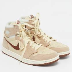 Pre Owned Air Jordans Multicolor Suede and Mesh Jordan 1 High Zoom Air CMFT 2 Legend Coffee Sneakers Size 45