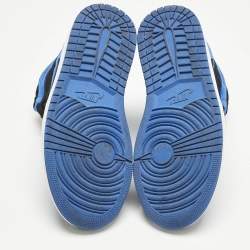 Pre Owned Air Jordans Blue/Black Suede Jordan 1 Retro High OG Royal Reimagined Sneakers Size 37.5