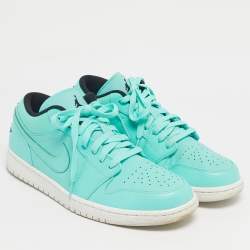 Pre Owned Air Jordans Green Leather Jordan 1 Low Hyper Turquoise Sneakers Size 44