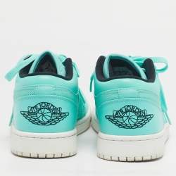 Pre Owned Air Jordans Green Leather Jordan 1 Low Hyper Turquoise Sneakers Size 44