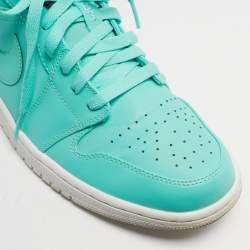 Pre Owned Air Jordans Green Leather Jordan 1 Low Hyper Turquoise Sneakers Size 44