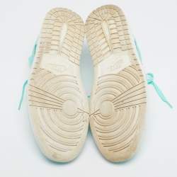 Pre Owned Air Jordans Green Leather Jordan 1 Low Hyper Turquoise Sneakers Size 44