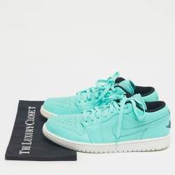 Pre Owned Air Jordans Green Leather Jordan 1 Low Hyper Turquoise Sneakers Size 44
