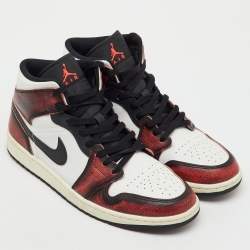 Pre Owned Air Jordans Tricolor Leather Jordan 1 Mid Wear-Away Chicago Sneakers Size 45