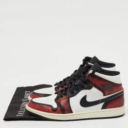Pre Owned Air Jordans Tricolor Leather Jordan 1 Mid Wear-Away Chicago Sneakers Size 45