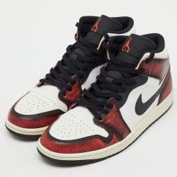 Pre Owned Air Jordans Tricolor Leather Jordan 1 Mid Wear-Away Chicago Sneakers Size 45