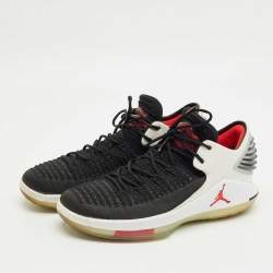 Pre Owned Air Jordan Black/White Fabric and Leather XXXII Low Slam Dunk Sneakers Size 41