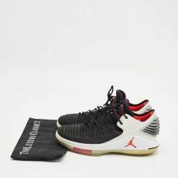 Pre Owned Air Jordan Black/White Fabric and Leather XXXII Low Slam Dunk Sneakers Size 41