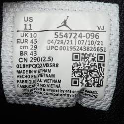 Pre Owned Air Jordans Black/Grey Leather Jordan 1 Mid Shadow Red Sneakers Size 45