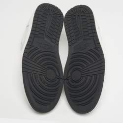 Pre Owned Air Jordans White/Green Leather Jordan 1 Retro Low White Ghost Green Sneakers Size 45