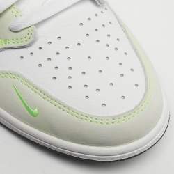 Pre Owned Air Jordans White/Green Leather Jordan 1 Retro Low White Ghost Green Sneakers Size 45