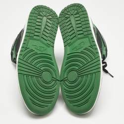 Pre Owned Air Jordans Green/Black Leather Jordan 1 Retro High Pine Green Black Sneakers Size 45.5