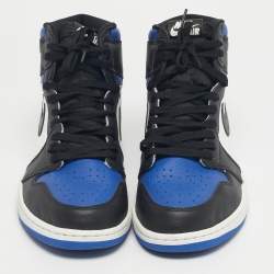 Pre Owned Air Jordans Multicolor Leather Jordan 1 Retro High Royal Toe Sneakers Size 45.5