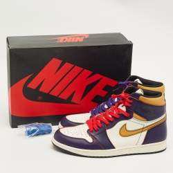 Pre Owned Air Jordans Multicolor Leather Jordan 1 Retro High OG Defiant SB LA to Chicago Sneakers Size 45.5