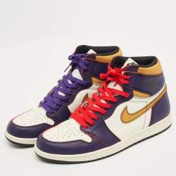 Pre Owned Air Jordans Multicolor Leather Jordan 1 Retro High OG Defiant SB LA to Chicago Sneakers Size 45.5