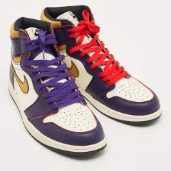 Pre Owned Air Jordans Multicolor Leather Jordan 1 Retro High OG Defiant SB LA to Chicago Sneakers Size 45.5