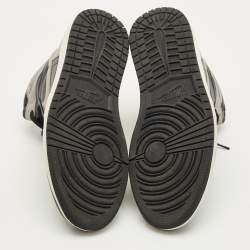 Pre Owned Air Jordans Black/Grey Leather Jordan 1 Retro High Shadow Sneakers Size 45