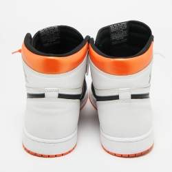 Pre Owned Air Jordans Multicolor Leather Jordan 1 Retro High Electro Orange Sneakers Size 45.5