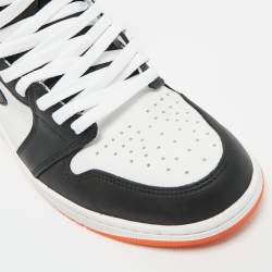 Pre Owned Air Jordans Multicolor Leather Jordan 1 Retro High Electro Orange Sneakers Size 45.5