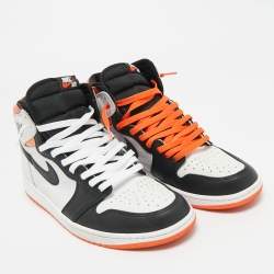 Pre Owned Air Jordans Multicolor Leather Jordan 1 Retro High Electro Orange Sneakers Size 45.5