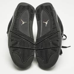 Pre Owned Air Jordans Black Nubuck Leather Jordan 4 Retro Black Cat Sneakers Size 45