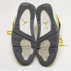 Pre Owned Air Jordans Yellow Nubuck Leather Jordan 4 Retro Lightning Sneakers Size 44