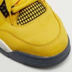 Pre Owned Air Jordans Yellow Nubuck Leather Jordan 4 Retro Lightning Sneakers Size 44