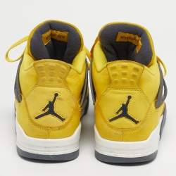Pre Owned Air Jordans Yellow Nubuck Leather Jordan 4 Retro Lightning Sneakers Size 44