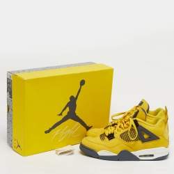 Pre Owned Air Jordans Yellow Nubuck Leather Jordan 4 Retro Lightning Sneakers Size 44