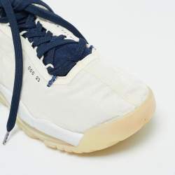 Pre Owned Air Jordans White/Navy Blue Fabric Proto Max720 Pale Ivory High Top Sneakers Size 45