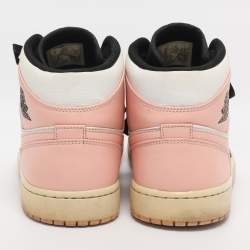 Pre Owned Air Jordans Multicolor Leather Jordan 1 Mid Linen Sneakers Size 45