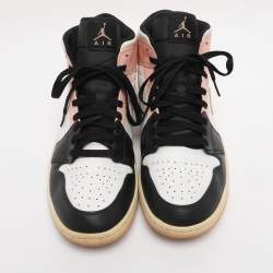 Pre Owned Air Jordans Multicolor Leather Jordan 1 Mid Linen Sneakers Size 45