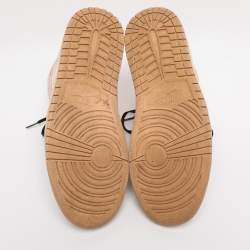 Pre Owned Air Jordans Multicolor Leather Jordan 1 Mid Linen Sneakers Size 45