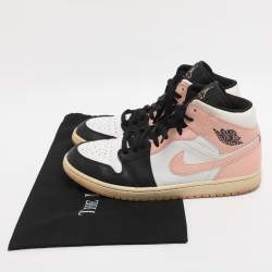 Pre Owned Air Jordans Multicolor Leather Jordan 1 Mid Linen Sneakers Size 45